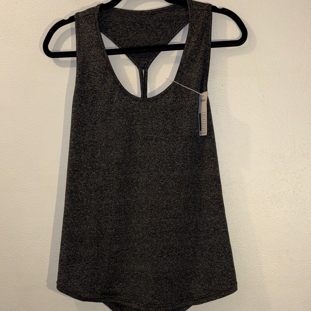 Women's Large Black heathered Sleeveless Workout Top